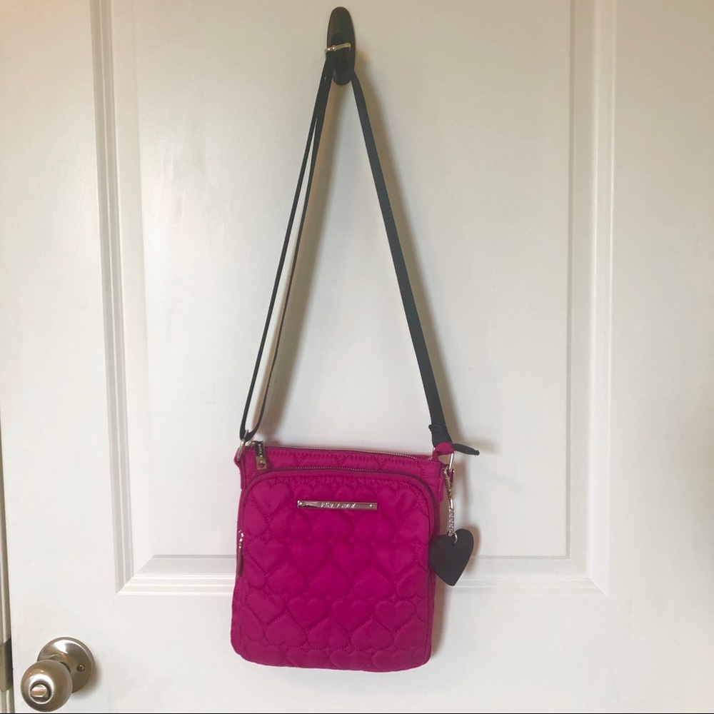 Betsey Johnson Heart Quilted Nylon Crossbody Bag